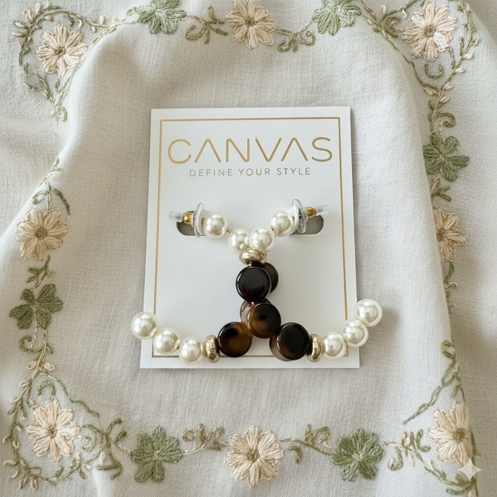 Pearl & Tortoise Shell Style Hoop Earrings 🤎